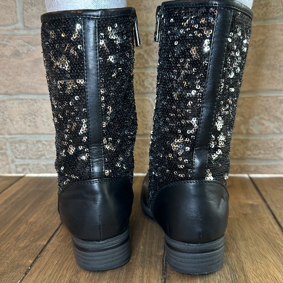 MICHAEL/Michael Kors Marcella Little Girls Black Silver Sequin Zip Lace Boot/13 - Picture 6 of 16